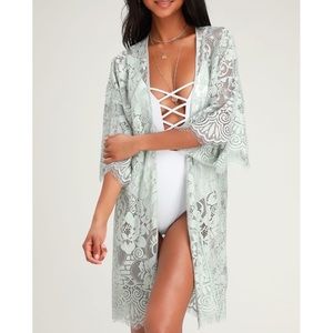 Lulu’s Sage Green Sheer Lace Swim Cover-Up